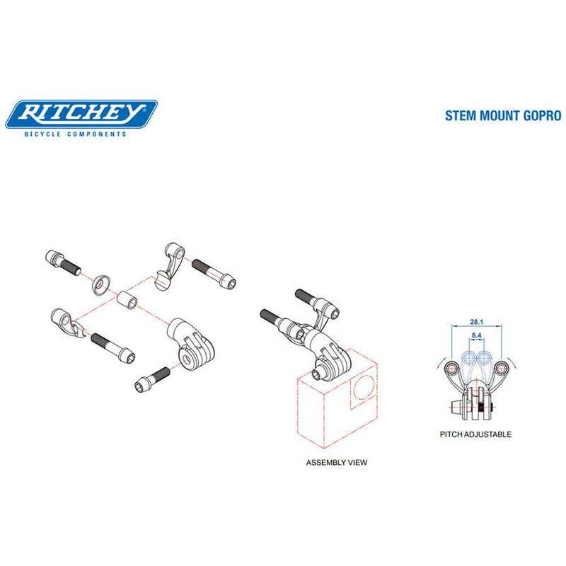 Ritchey C220/4-Axis 44 Bicycle Stem Face Plate Camera Light Mount - 31005317002