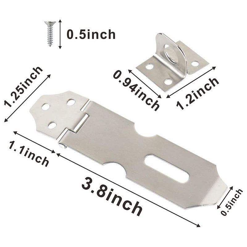 4Pack Door Locks Hasp Latch, 5 Inch 304 Stainless Steel Safety Packlock Clasp Hasp Lock Latch with Mounting Screws for Door, Cabinet, Drawer, Cupboard and Box, Extra Thick Door Gate Lock Hasp(Silver)