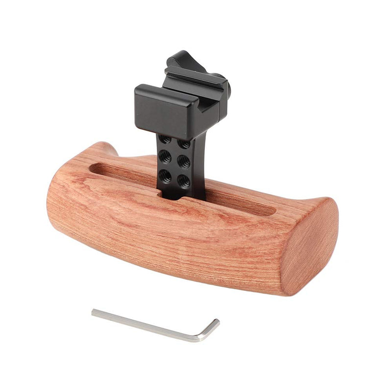 CAMVATE Wooden Handle Grip with NATO Clamp Connection for DSLR Camera Cage Rig (Swith to Fit Right/Left Hand)