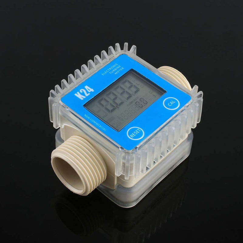 Turbine Meter, Professional K24 LCD Electrical Turbine Digital Diesel Fuel Oil Gas Flow Meter Widely Used for Industrial Chemicals Liquid Water,Length 103MM