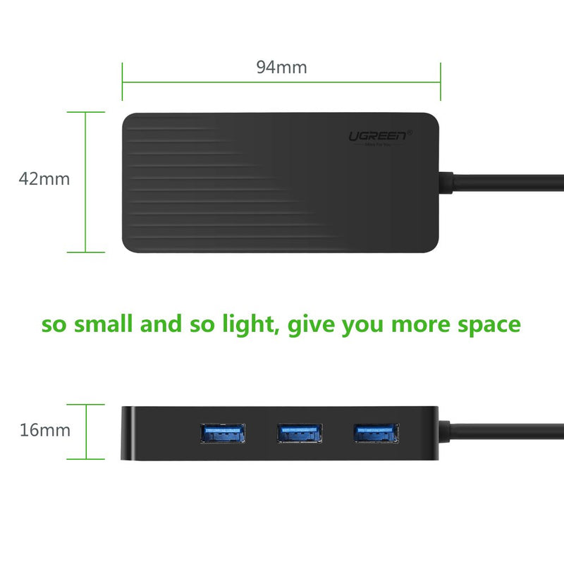 UGREEN USB 3.0 Hub 3 Ports USB Sound Card 2 in 1 External Stereo Audio Adapter 3.5mm with Headphone and Microphone 5Gbps High Speed for Mac OS Windows Linux iMac MacBook Mac Mini PCs Tablets