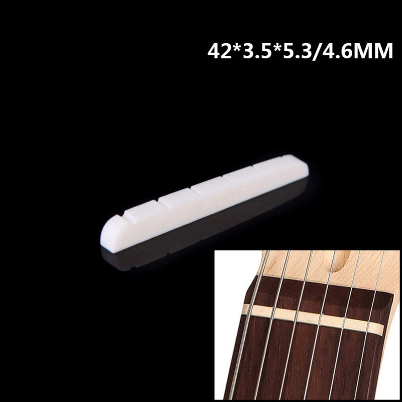 Alnicov Electric Guitar Bone Nut,42x3.5mm Flat Bottom Pure Cattle Bone Slotted for 6 String Strat Tele Guitars