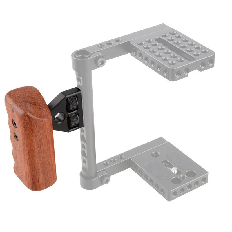 CAMVATE DSLR Wood Wooden Handle Grip Mount Support for DV Video Cage Rig (Left Hand) Red-1