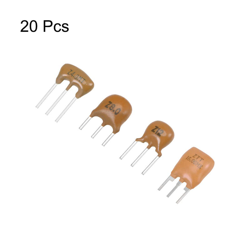 uxcell Ceramic Resonator Oscillator Assortment 4MHz 8MHz 12MHz 16MHz DIP, 4in1 20pcs