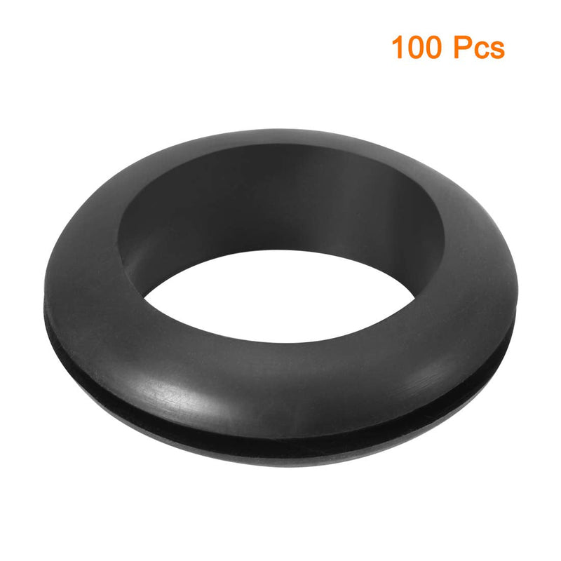 uxcell Wire Protector Oil Resistant Armature Rubber Grommet 20mm Inner Dia 100Pcs Black