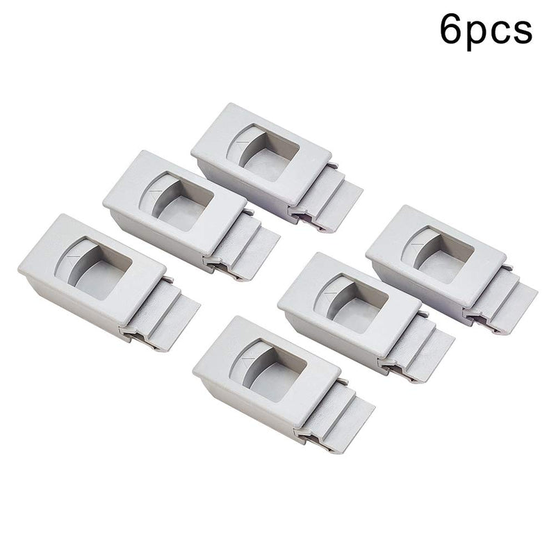 MroMax Plastic Slide Latch Window Door Inside Pull Rectangular 61mm Length Grey 6pcs