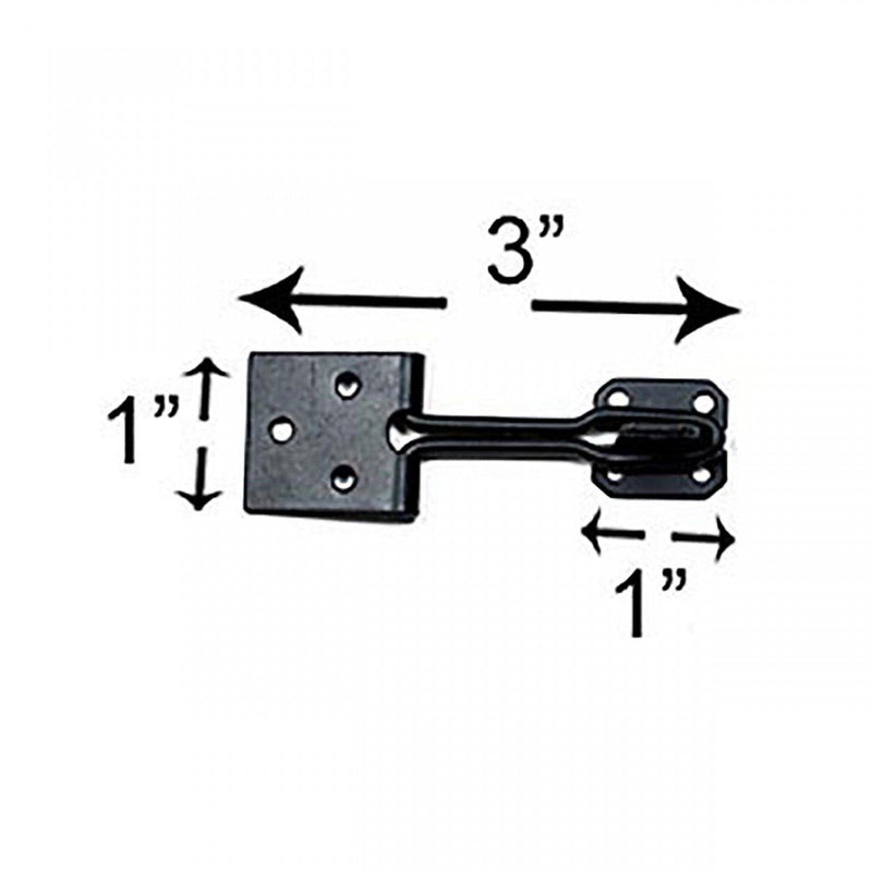 Black Wrought Iron Wire Hasp Lock 3" X 1" Rust Resistant Antique Wire Style Hasp Latches Safety Padlock Clasps for Cabinets, Chests Or Doors with Screws | Renovators Supply Manufacturing