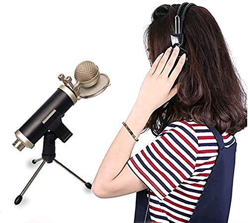 Desktop Microphone Stand Holder Foldable Tripod for Podcasts, Online Chat, Conferences, Lectures,meetings, and More(Height 5.5'')