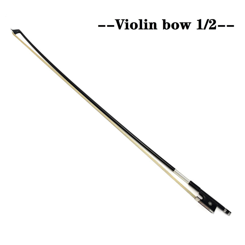[AUSTRALIA] - LIEKE Carbon Fiber Violin Bow 1/2 Size Lightweight Fiddle Bow (1/2 size, Black) 