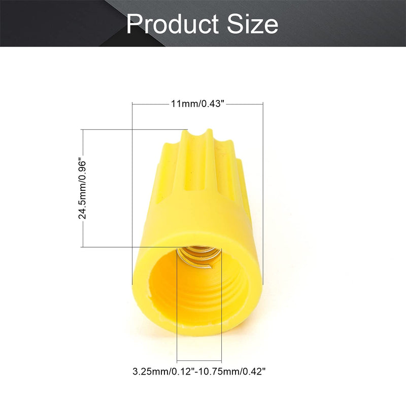 Fielect 100 PCS Electrical Wire Connectors Screw Terminals, with Spring Insert Twist Nuts Caps Connection Assortment Set for 3.25-10.75mm² Wire Diameter Yellow 100Pcs Yellow SP4 3.25-10.75mm²