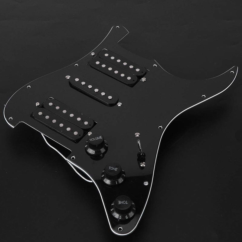 Keenso Strat Loaded Pickguard, 2 Colors Electric Guitar Board Loaded Strat Pickguard Humbucker with HSH Pickup Loaded Prewired for Fender Strat Black