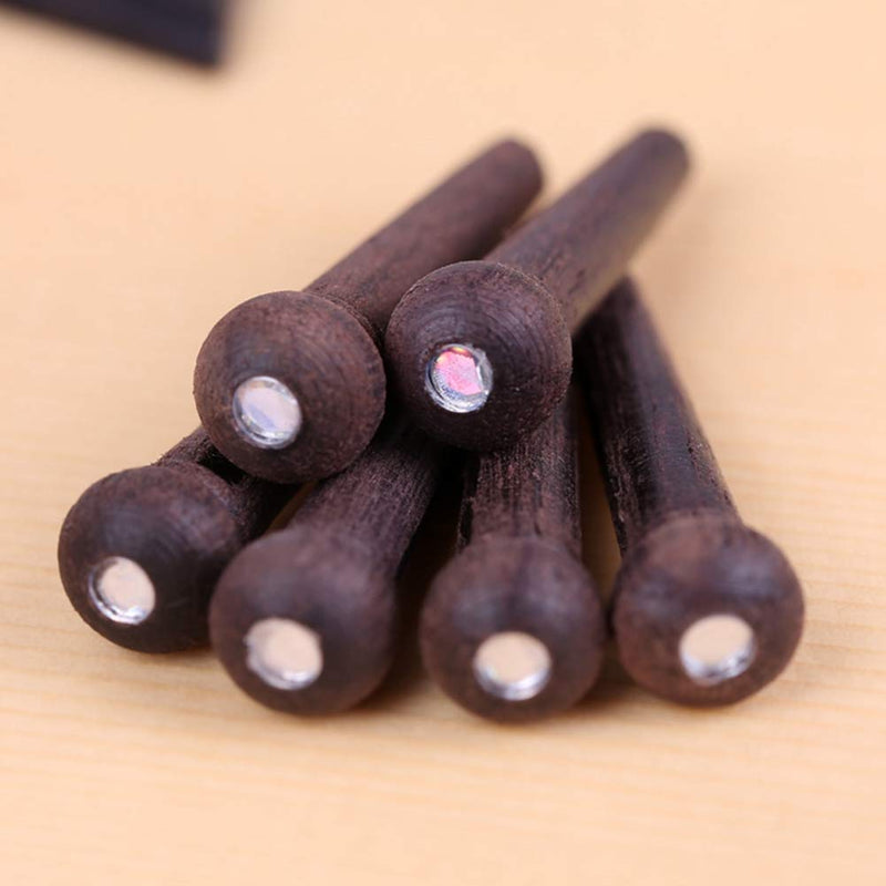 Alnicov Guitar Bridge Pins 6 Piece Rosewood Acoustic Guitar String Pegs Slotted Wooden Endpin with Bridge Pins puller