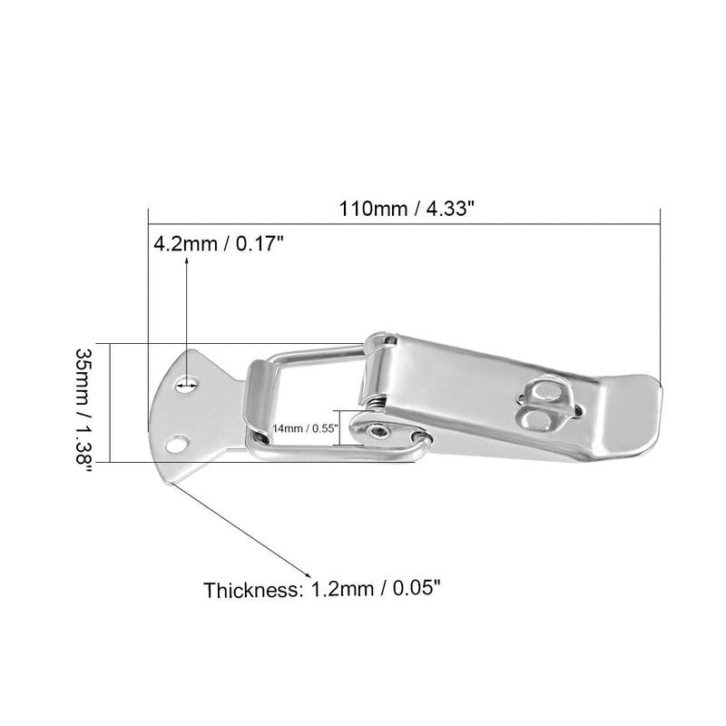 [AUSTRALIA] - uxcell Spring Loaded Toggle Latches, 110mm Length Stainless Steel 304 Hasps Clamps for Case Box Trunk Catches, Pack of 2 (with Lock Hole) 