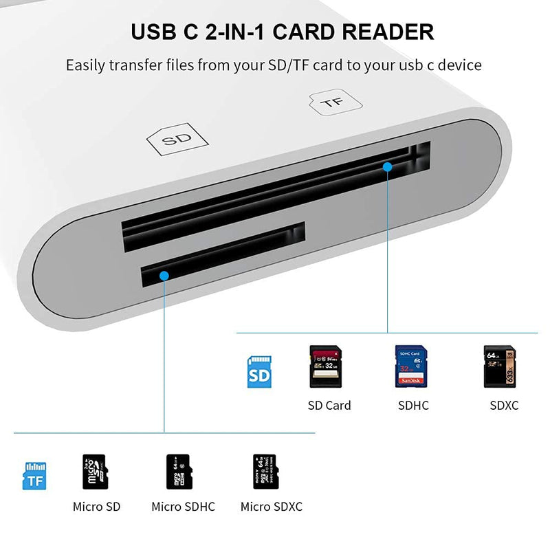 SD Card Reader to USB C Type C Micro SD Memory Card Reader Adapter for Camera,USB C Table, Galaxy S20/S9, Surface Book 2 and More USB C Devices with Free USB C Female Adapter