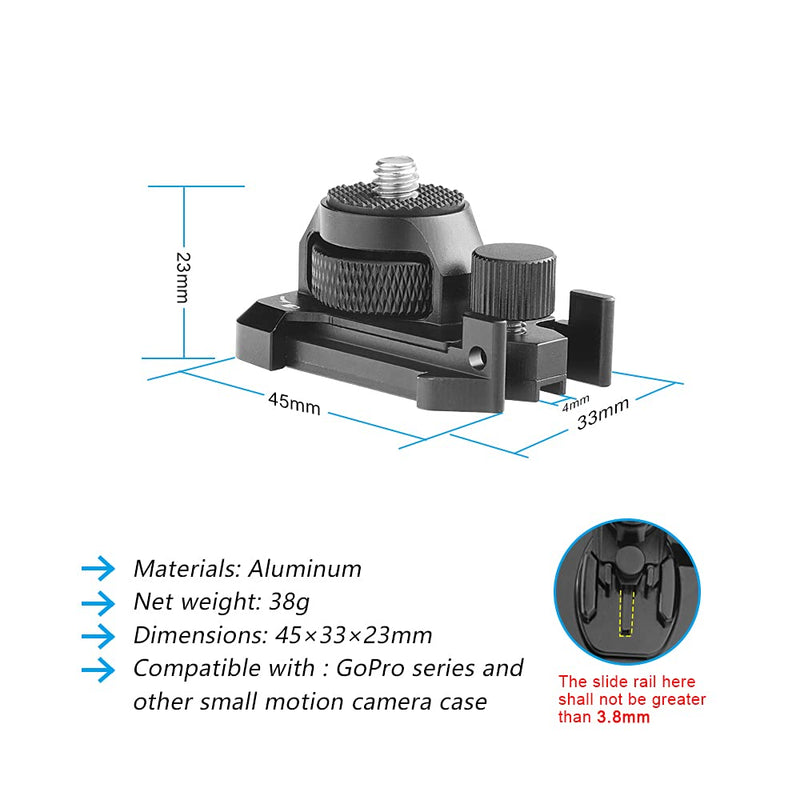 Forevercam Aluminum Buckle Clip Basic Base Mount with 1/4-20 Lock Protector, Perfect for GoPro Clip mounts & Replace The Plastic Part Quick Release Mount