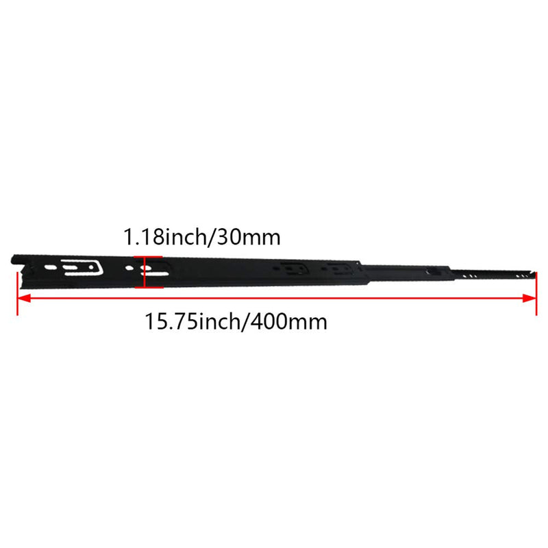 MroMax 380mm Cold Rolled Steel Drawer Slides, Full Extension Ball Bearing Slide Track Rail 30mm Wide 100lb Capacity Black 1 Pair