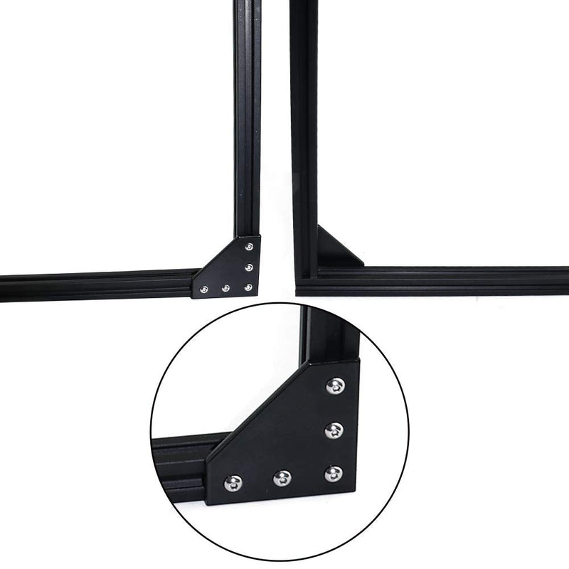 Boeray 10pcs 2020 Corner Bracket Plate Anodised L Shape 5 Hole 90 Degree Outside Joining Plate for 20 x 20mm Series Aluminum Extrusion Profile Black 10 2020 L Shape-10Pcs