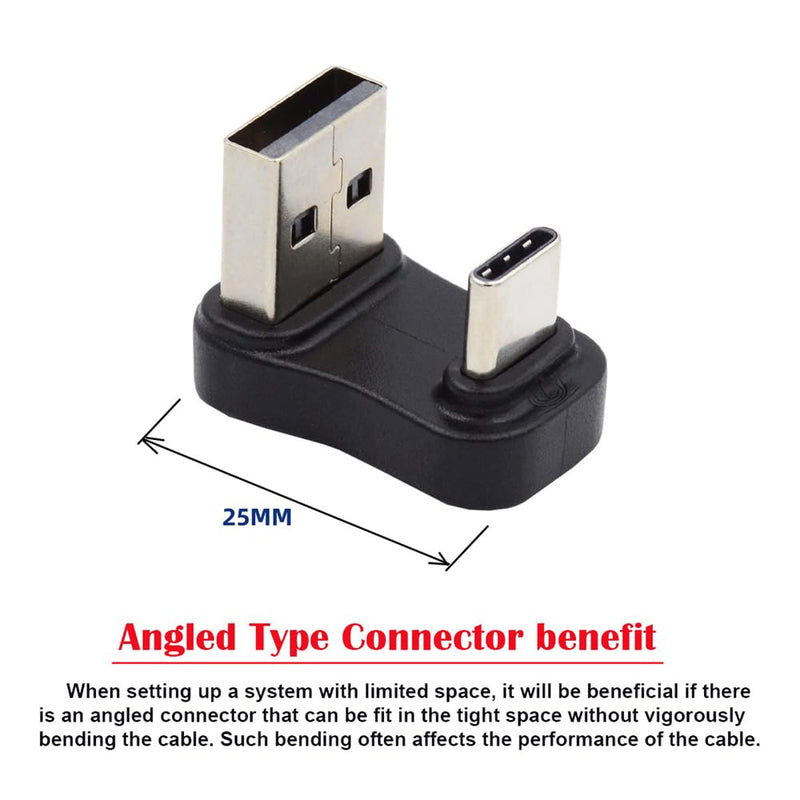xiwai USB 3.1 Type C Male to USB3.0 A Type Male 10Gbps Data Down Opposite U Shape Back Angled Charge Adapter 90 Degree for Laptop Phone