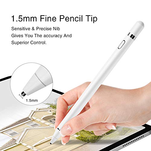 Stylus Pens for Touch Screens, Active Pencil Smart Digital Pens Rechargeable Fine Point Stylist Compatible with Apple iPad and Other Tablets (White) White
