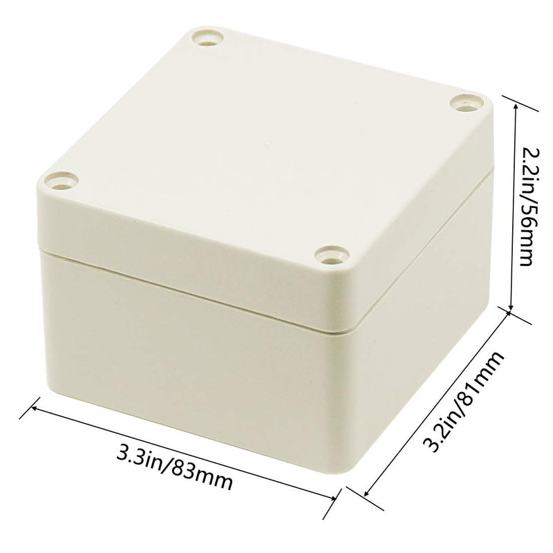 Zulkit Junction Box ABS Plastic Dustproof Waterproof IP65 Universal Electrical Boxes Project Enclosure Gray 3.3 x 3.2 x 2.2 inch (83 x 81 x 56 mm) 3.3" x 3.2" x 2.2"