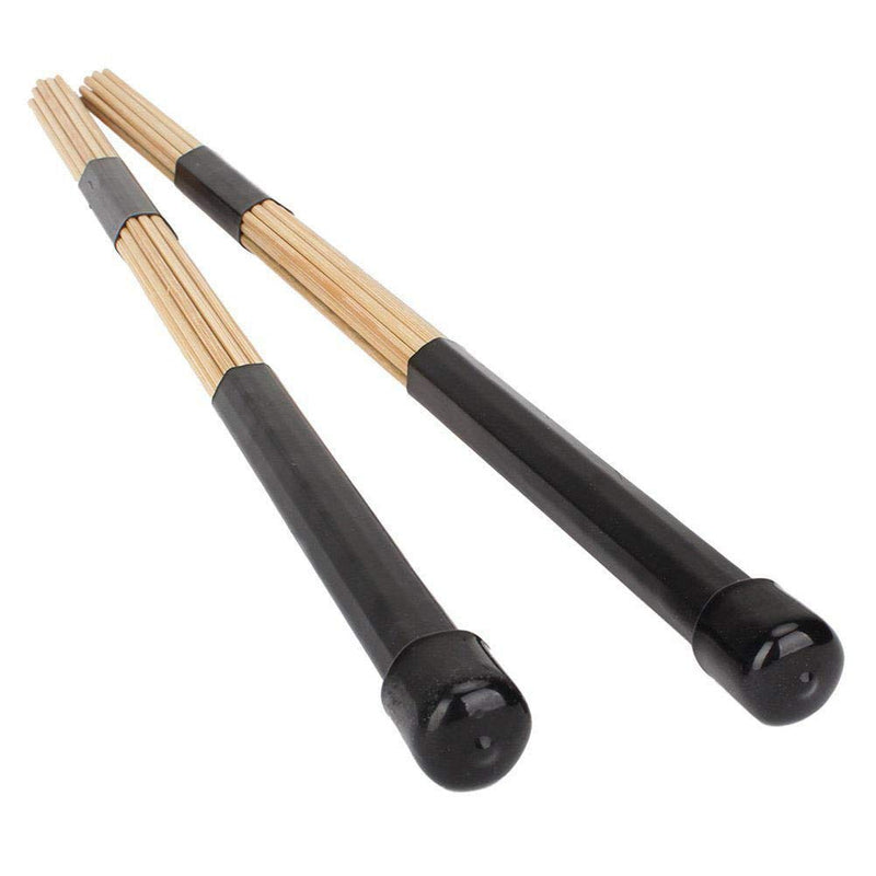 Liyafy Total 2 Pairs Bamboo Drums Sticks + Drum Brushes Set Jazz Folk Drumsticks Drum Accessories with Portable Storage Bag