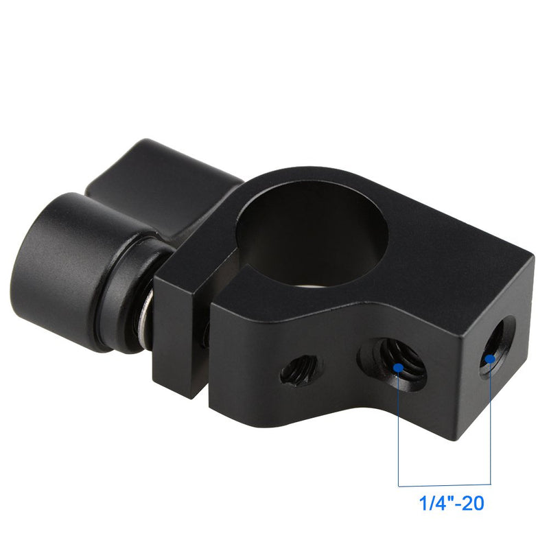 CAMVATE 15mm Single Rod Clamp with Two 1/4"-20 Screw Hole for Camera DSLR Rail System(Black)