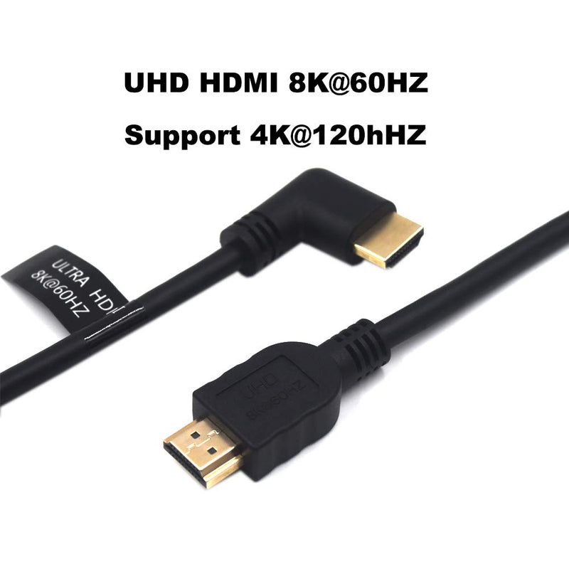 Kework 2 Feet Ultra HD HDMI 8K Cable, 90 Degree Right Angle HDMI 2.1 Version Male to Male High Speed Shield Cable for Xbox TV PS4 PS5 Switch, Support 8K@60HZ 4K@120HZ (Right-Straight) Right-Straight