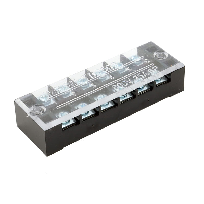 JBT 5 Set Terminal Blocks, 600V 25A Dual Row Screw Terminal Strip with 5 pcs 400V 25A Pre-Insulated Terminal Barrier Strip (6 Positions) 6 Positions