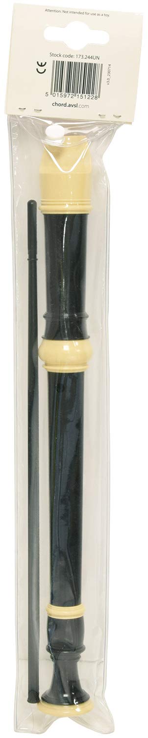 Quality Beginner Descant Recorder for Children - Traditional Soprano Three Piece Black & Cream Recorder (Baroque Fingering) including Clear Carry Case and Cleaning Rod DR205