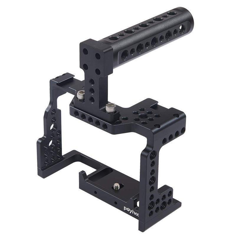 Poyinco Camera Cage for Sony A7II/A7III/A7SII/A7M3/A7RII/A7RIII with Cold Shoe Mount and Top Handle Camera Kit Rig A7iii Accessories A - Cage & Handle