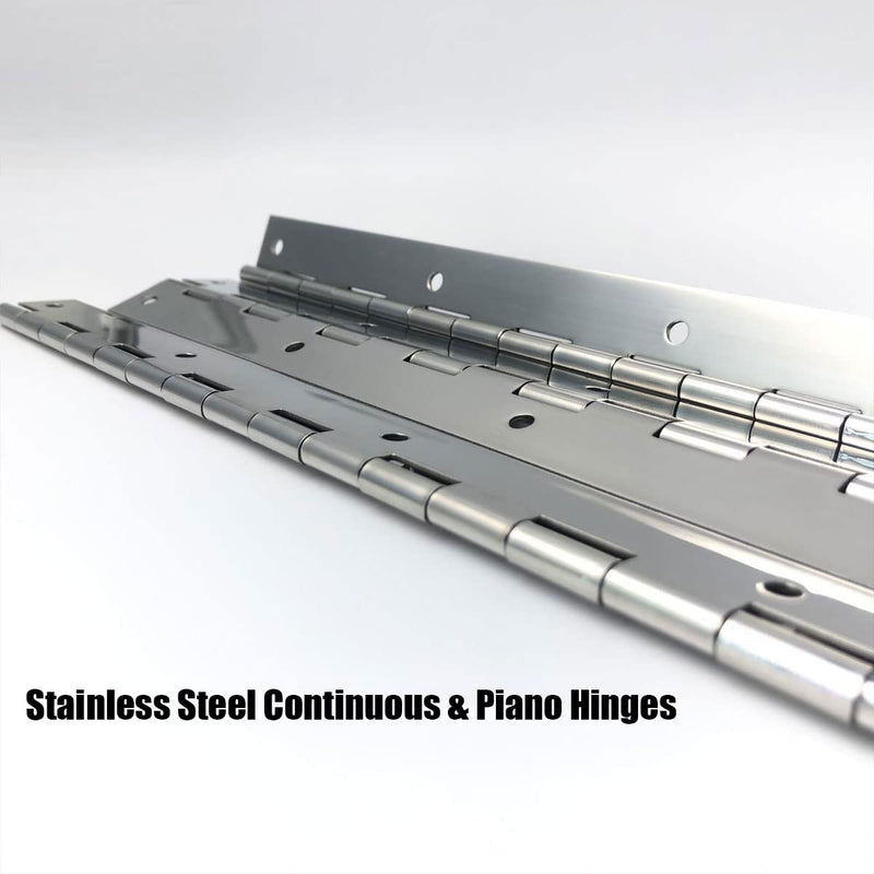 4PCS 18Inch Continuous & Piano Hinges, Heavy Duty Stainless Steel Piano Hinge, Smooth Polished Folding Continuous Hinge, 0.04inch Leaf Thickness, 1.2inch Open Width Silver