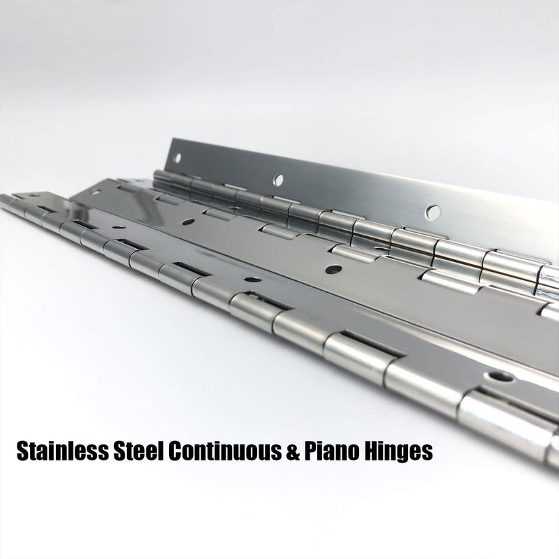 2PCS 20Inch Continuous & Piano Hinges, Heavy Duty Stainless Steel Piano Hinge with Hole, 0.05" Thickness/1.2" Open Width Folding Cabinet Door Butt Hinge