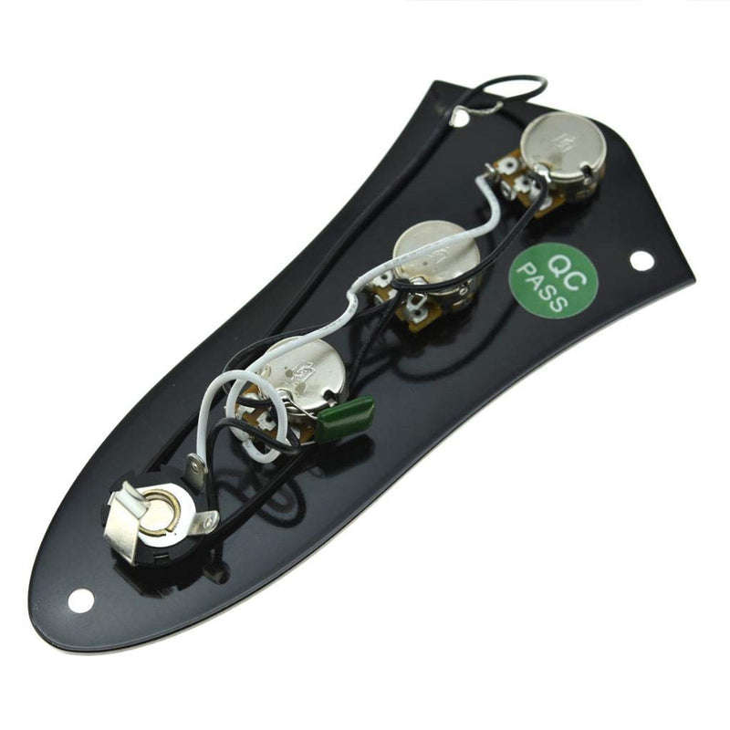 KAISH Fully Loaded Control Plate Pre-Wired Control Plate with Wiring Harness for Fender Jazz Bass J Bass Black