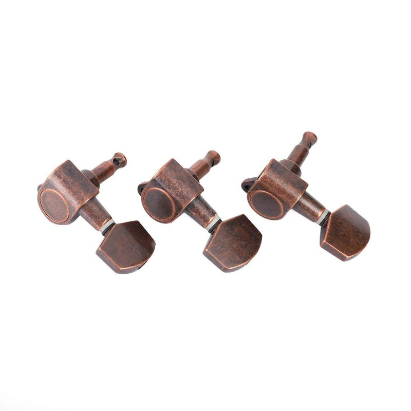 Guitar Tuning Peg, 3L3R 6 Pieces Copper Distressed Guitar String Tuner Machine Heads Knobs Locking Tuning Keys for Acoustic Electric Guitar