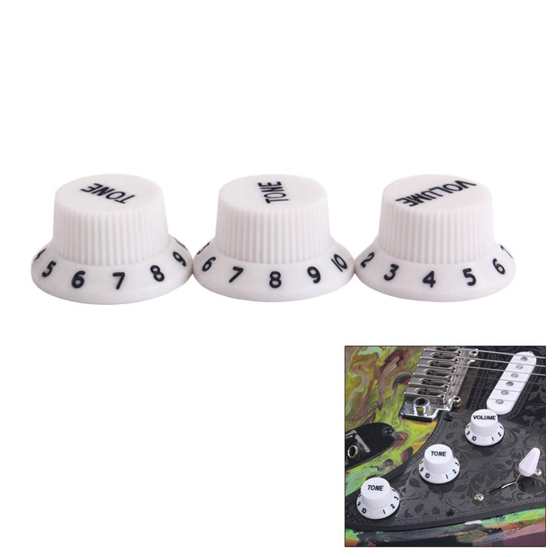 Artibetter 3PCS Guitar Knob Plastic Top Hat Guitar Volume Tone Control Knobs Amplifier Knobs for Strat Guitar White