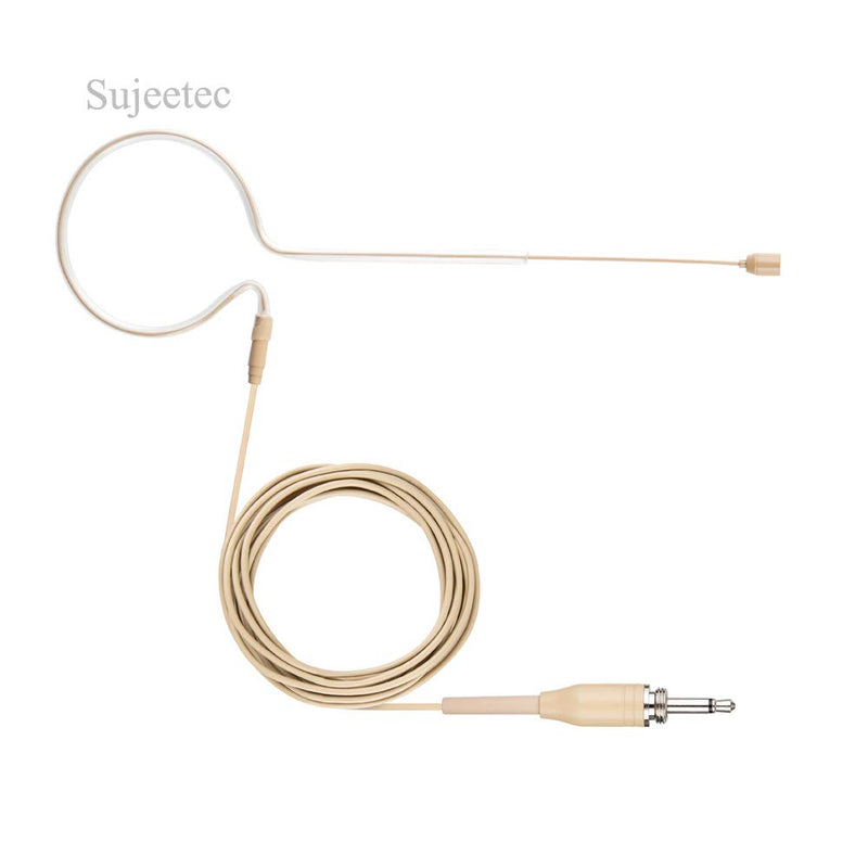 [AUSTRALIA] - Sujeetec Pro Earset Microphone Headset Headworn Microphone Over Ear Condenser Mic for Wireless System Bodypack Transmitter, Ideal for Singing, Presentation, Churches, Lectures – Beige 3.5mm Male Screw Lock Plug 