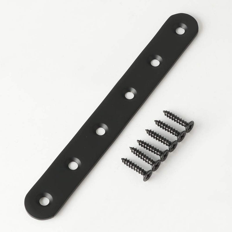 Alise 6-1/5-Inch Length Stainless Steel Flat Straight Brace Brackets Mending Plates Repair Fixing Bracket,J7350B-4P 4 Pcs Matte Black Finish 6-1/5 Inch(4 Pcs)