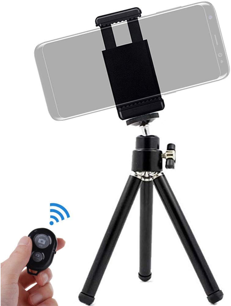 GearFend Lightweight Mini 5.5"-7" Extendable Legs Tripod with Universal Smartphone Mount and Wireless Remote for iPhones Galaxys + Most Smartphones Cameras Webcams Plus Microfiber Cloth