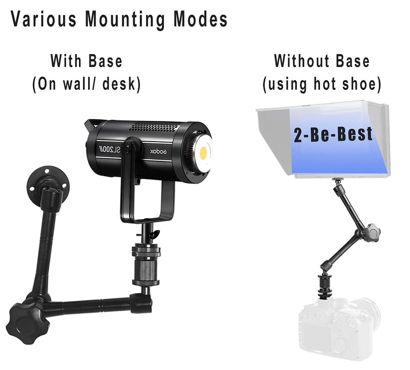 Articulating Magic Arm Wall Mount 11 Inch Magic Holder Stand Camera Arm Mount for Camera Projector LED Light Video Lamp (Hot Shoe and Mounting Screws Included)