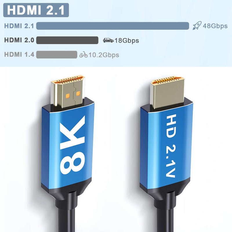 HDMI 2.1 Cable 6ft, Weton Ultra High Speed 48Gbps 8K HDMI Cable, 8K@60Hz, 4K@120Hz, Dolby Vision Dynamic HDR, eARC, Compatible with Apple TV, Switch, Roku TV, Fire TV,Blu-ray,Xbox, PS4, Projector