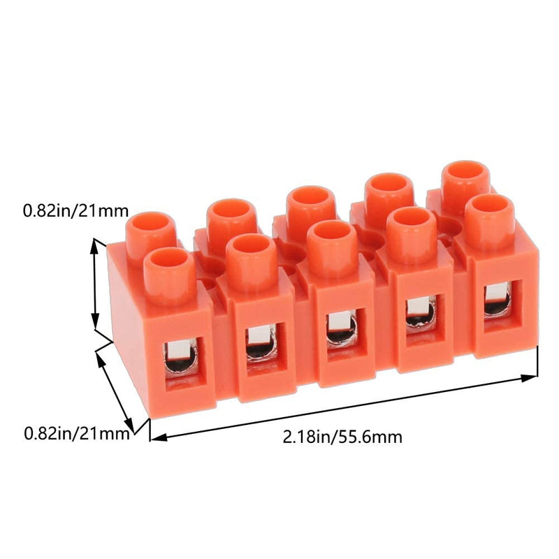 Jutagoss 5 PCS Dual Row Terminal Block H2519-5 Screw Terminal Electric Barrier Strip Block 5 Positions 600V 36A Wire Barrier Block Terminal
