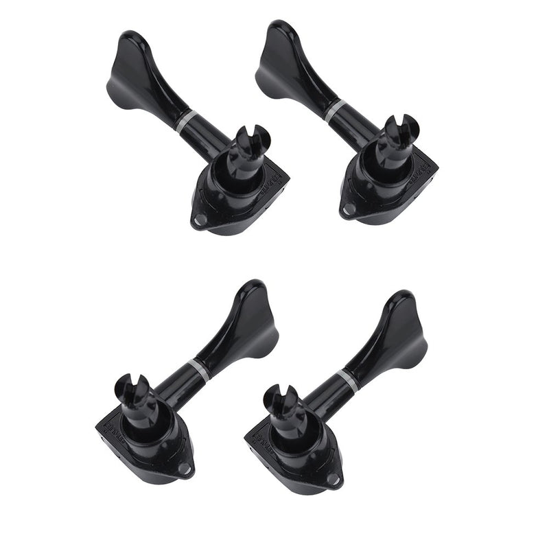 4pcs Tuning Pegs, 2L 2R Black Closed Zinc Alloy Machine Heads String Tuners for Electric Bass