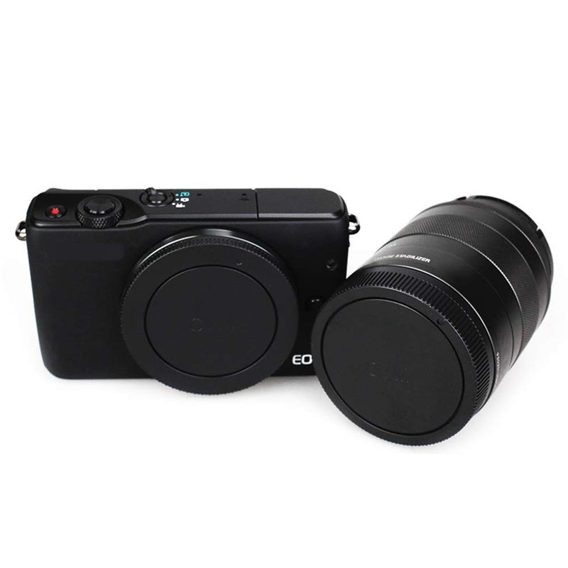 2 Pack JJC Body Cap and Rear Lens Cap Cover Kit for Canon EOS M50 M50 Mark II M5 M6 M6 Mark II M200 M100 M10 M3 M2 M and More Canon EF-M Mount Mirrorless Camera and Lens For Canon EOS-M Mount