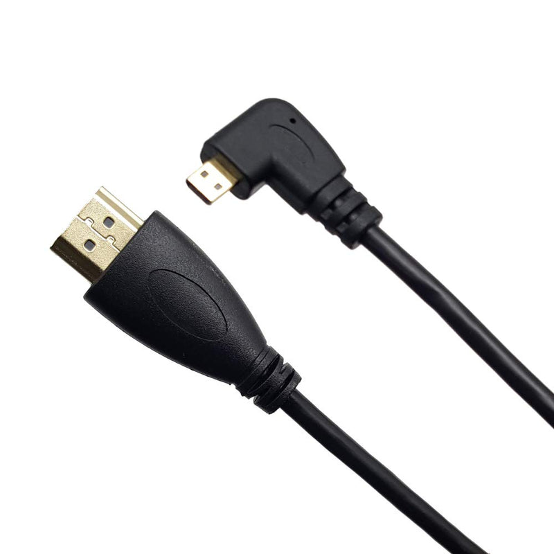 Seadream Left Angled Coiled Micro HDMI to HDMI Male Cable - Stretched Length 50cm to 1.8m - Supports Ethernet, 3D 4K (Left Angled)