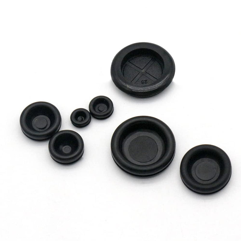 Vrupin 188 Pieces Closed Rubber Grommet Firewall Solid Closed Hole Plug Assortment Kit for Wire Electrical Appliance Plumbing 7 Sizes
