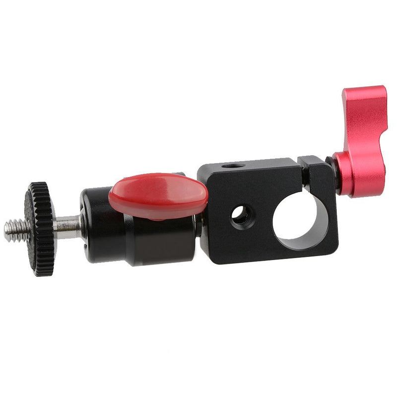 CAMVATE Camera 15mm Rod Clamp Adapter Articulated Mini Ball Head with 1/4"-20 Thread Screw