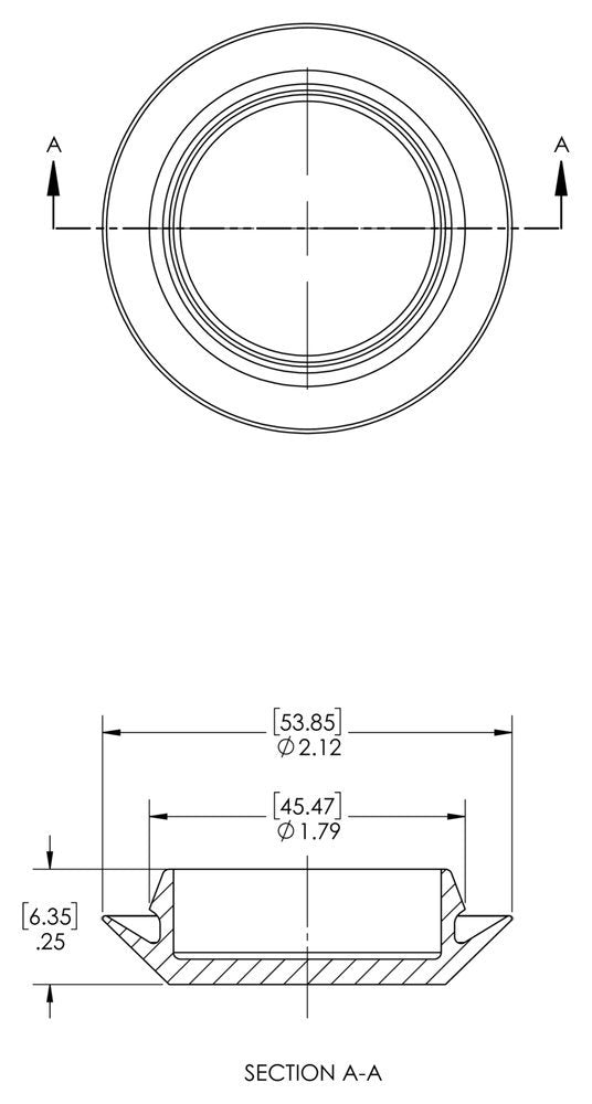 Caplugs ZSI416Q1 Plastic Button Plug with Flush Type Heads. BPF-SI-416, PE-LD, Hole Size 1.75" Metal Thickness .03-.08", Black (Pack of 30)