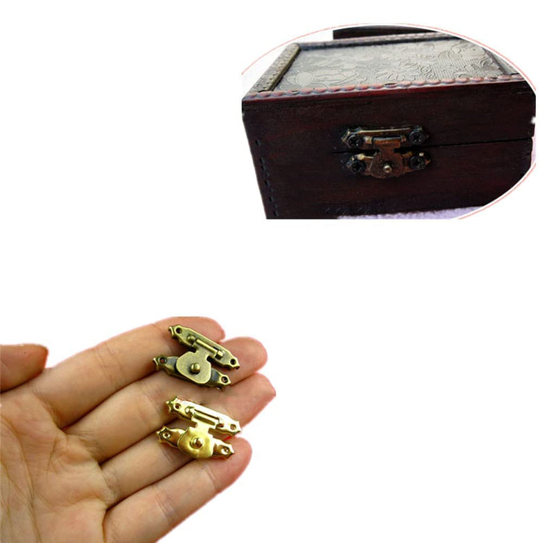dophee 5 Pack Heavy-Duty Suitcase Latch Hasps, 26x16mm/1.02"x0.63" Gold Retro Decorative Cabinet Latch Hasps with Matchable Nails for Jewelry Box Wooden Case Trunks 10 Pieces