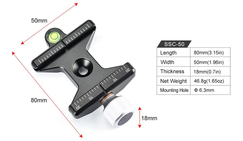 SUNWAYFOTO SSC-50 50mm Screw Knob Clamp Arca / RRS Compatible M6 6mm Socket Sunway