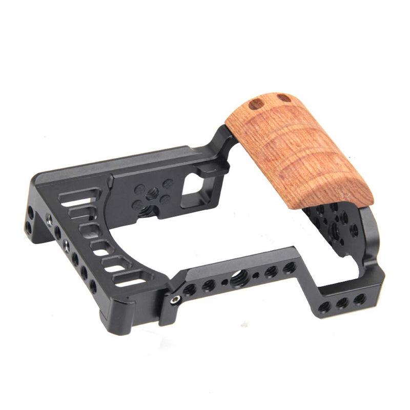[AUSTRALIA] - Easy Hood Camera Cage for Sony A7C / ILCE-7C, Vlogging Video Rig Stabilizer Accessories with Wooden Handle Grip, Cold Shoe, 1/4" Mounting Points and 3/8" Locating Hole 
